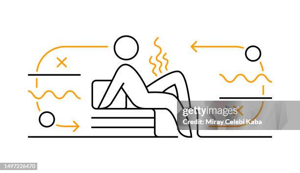 sauna and spa elements line icon - steam bathroom stock illustrations
