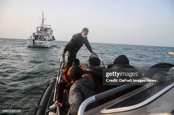 The Tunisian Maritime National Guard intercept boats of migrants trying to cross the Mediterranean Sea before returning the migrants to the shore of...