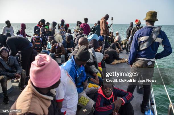The Tunisian Maritime National Guard intercept boats of migrants trying to cross the Mediterranean Sea before returning the migrants to the shore of...