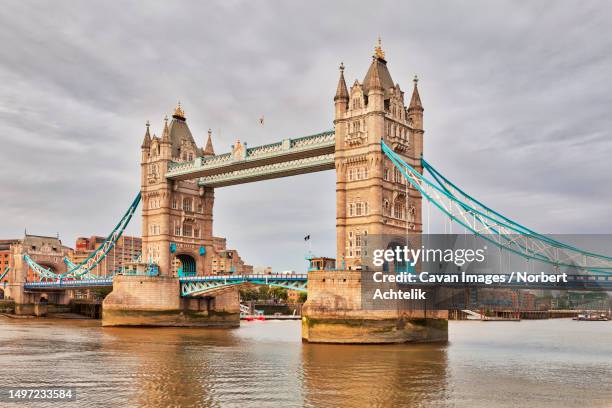 tower bridge over river, london, england - chain bridge suspension bridge stock pictures, royalty-free photos & images