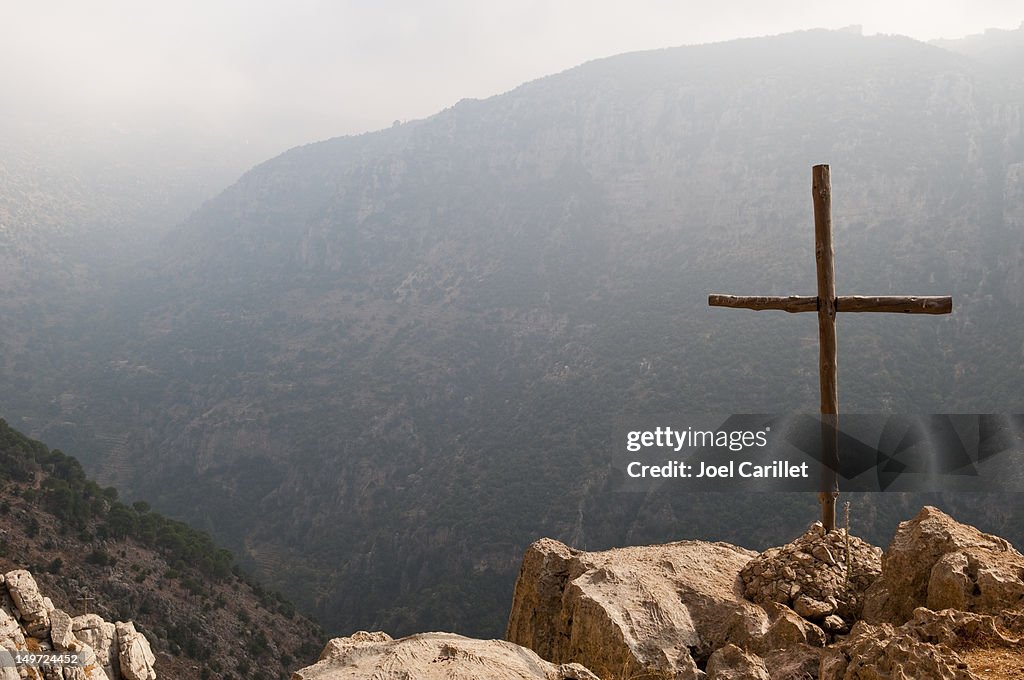 Cross in the Middle East (Qadisha Valley, Lebanon)