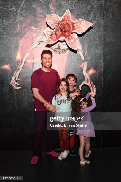 Perez Hilton and his children attend the grand opening event for Netflix's Stranger Things: The Official Store at the Showcase Mall on June 08, 2023...
