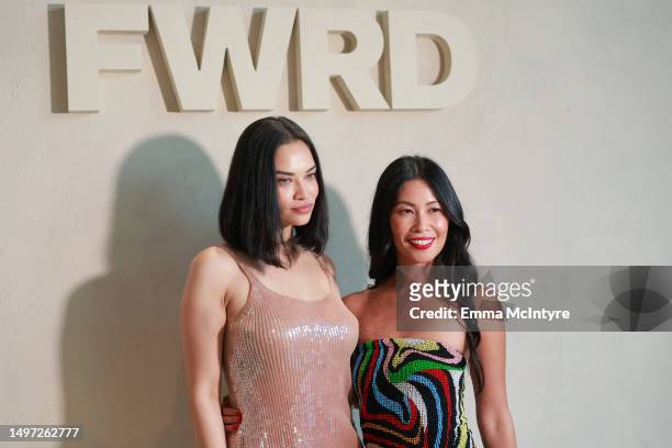 Shanina Shaik and Raissa Gerona attend FWRD Pop-Up Grand Opening, hosted by FWRD Creative Director, Kendall Jenner on June 08, 2023 in West...