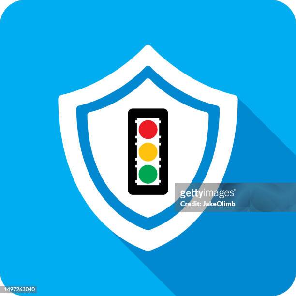 shield traffic light icon silhouette 1 - red light vector stock illustrations