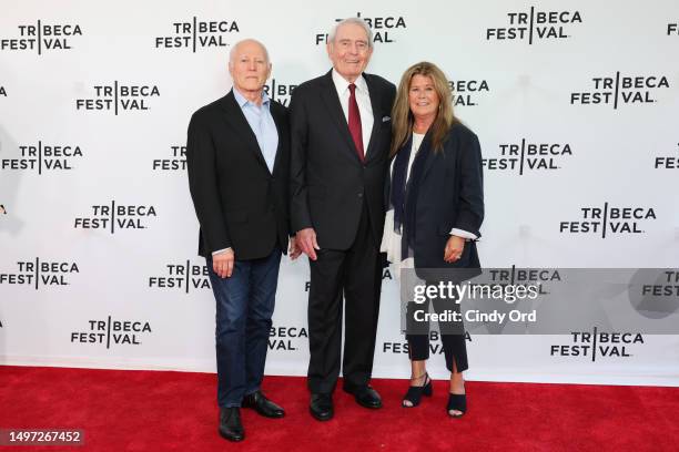 Frank Marshal, Dan Rather and Jenifer Westphal attend the "Rather" premiere during the 2023 Tribeca Festival at SVA Theatre on June 09, 2023 in New...