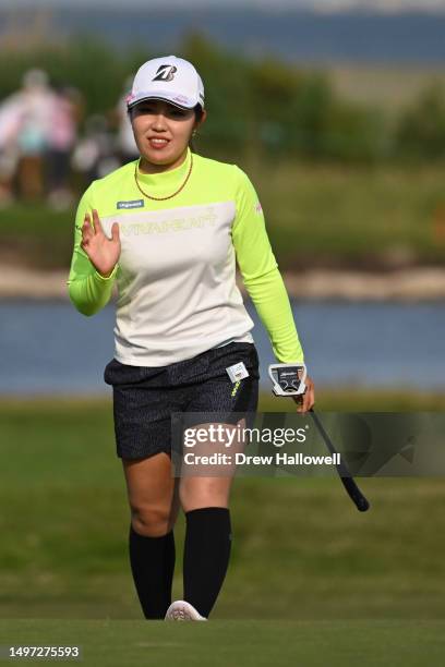 Ayaka Furue of Japan putts on the seventh green during the first round of the ShopRite LPGA Classic presented by Acer at Seaview Bay Course on June...