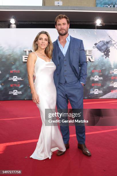 Elsa Pataky and Chris Hemsworth attend the "Tyler Rake: Extraction 2" Netflix Premiere at Zoo Palast on June 9, 2023 in Berlin, Germany.