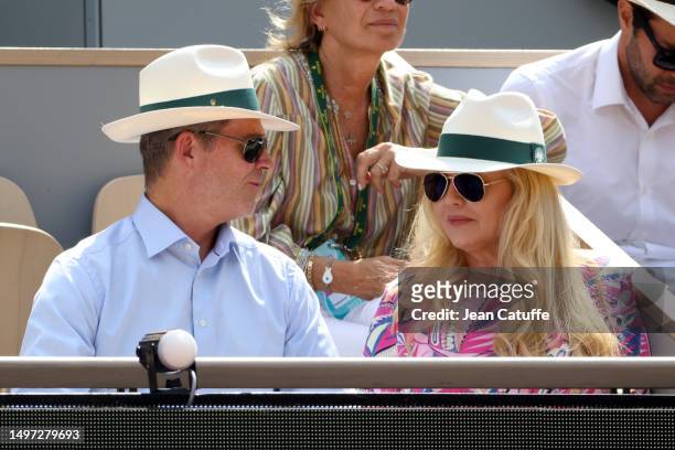 Stefan Edberg and Annette Hjort Olsen attend day 13 of the 2023 French Open at Stade Roland Garros on June 9, 2023 in Paris, France.