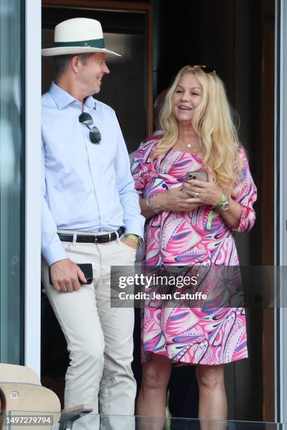 Stefan Edberg and Annette Hjort Olsen attend day 13 of the 2023 French Open at Stade Roland Garros on June 9, 2023 in Paris, France.