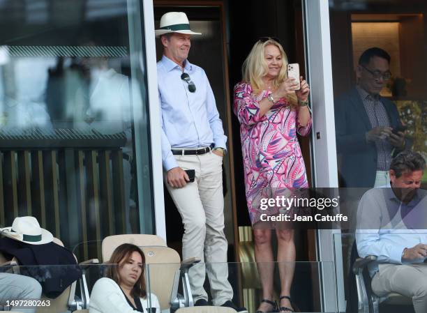 Stefan Edberg and Annette Hjort Olsen attend day 13 of the 2023 French Open at Stade Roland Garros on June 9, 2023 in Paris, France.