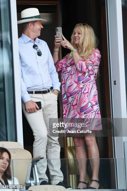 Stefan Edberg and Annette Hjort Olsen attend day 13 of the 2023 French Open at Stade Roland Garros on June 9, 2023 in Paris, France.