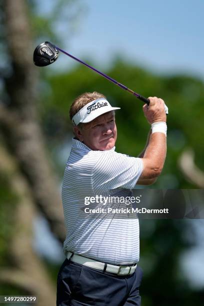 Paul Broadhurst of England plays his tee shot on the second hole during the first round of the American Family Insurance Championship at University...