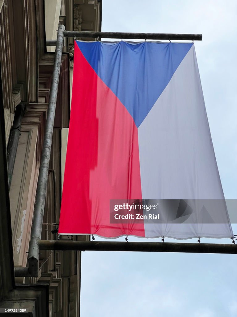 National flag of the Czech Republic in Prague