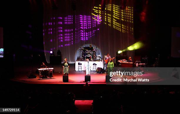 Jackie Clark, Dorinda Clark and Karen Clark Sheard of The Clark Sisters perform at The Dell Music Center on August 2, 2012 in Philadelphia,...