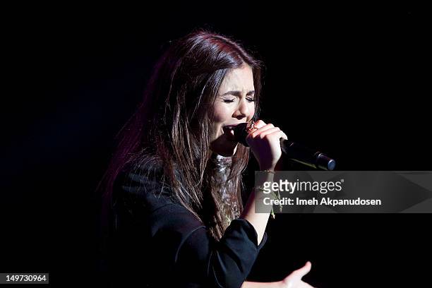 Actress/singer Victoria Justice performs at the Orange County Fair on August 2, 2012 in Orange, California.