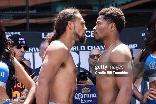 June 24: Keith Thurman and Shawn Porter during weighin on June 24th, 2016 in Brooklyn.