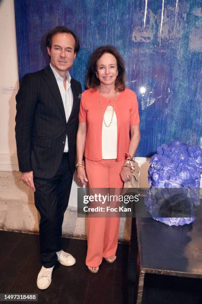 Stephane Ruffier Meray and Comtesse Eleonore De La Rochefoucauld attend "Hot Candles" Johanna Capliez’s preview at Atelier de Visconti on June 09,...