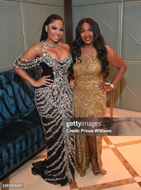 Ashanti and Tina Douglas attend 3rd Annual Birthday Ball for Quality Control CEO Pierre "P" Thomas at The Fox Theatre on June 8, 2023 in Atlanta,...