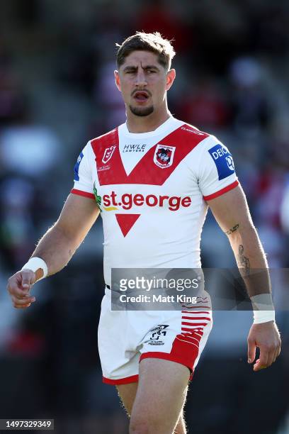 Zac Lomax of the Dragons warms up during the round 15 NRL match between St George Illawarra Dragons and South Sydney Rabbitohs at Netstrata Jubilee...