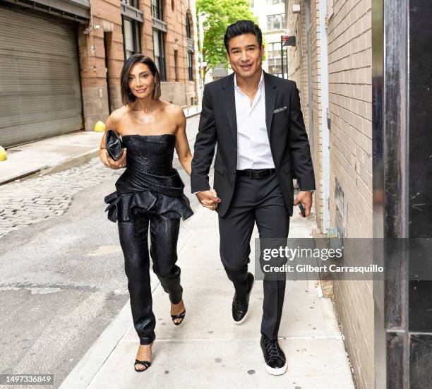 Courtney Lopez and Mario Lopez are seen arriving to "The Golden Boy" world premiere during the 2023 Tribeca Festival at Spring Studios on June 09,...