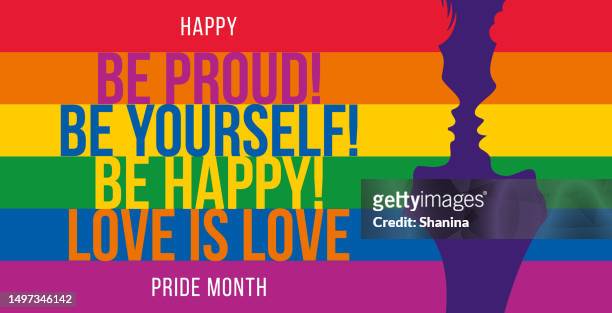 be proud banner - the lgtb+ pride month - v1 - gay pride flag stock illustrations