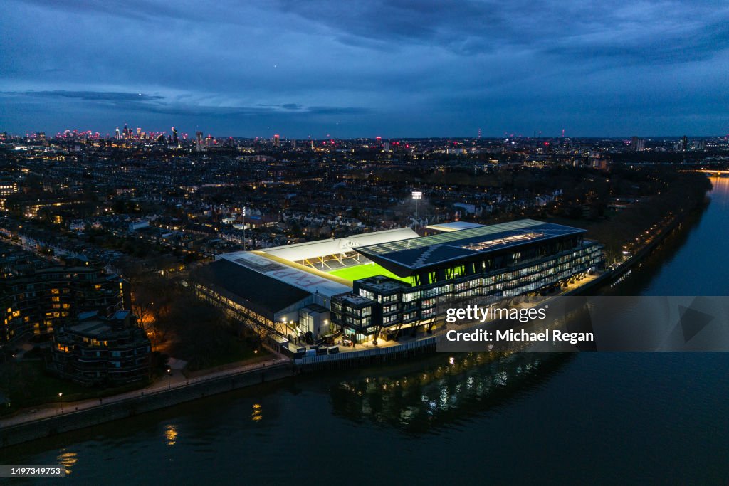 An Aerial View Of Craven Cottage The Home Of Fulham Football Club On an-aerial-view-of-craven-cottage-the-home-of-fulham-football-club-on