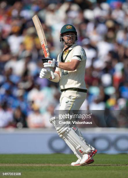 Travis Head of Australia batting during day one of the ICC World Test Championship Final between Australia and India at The Oval on June 07, 2023 in...