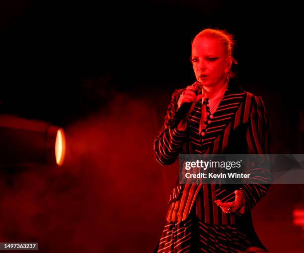 Shirley Manson of Garbage performs at The Greek Theatre on June 09, 2023 in Los Angeles, California.