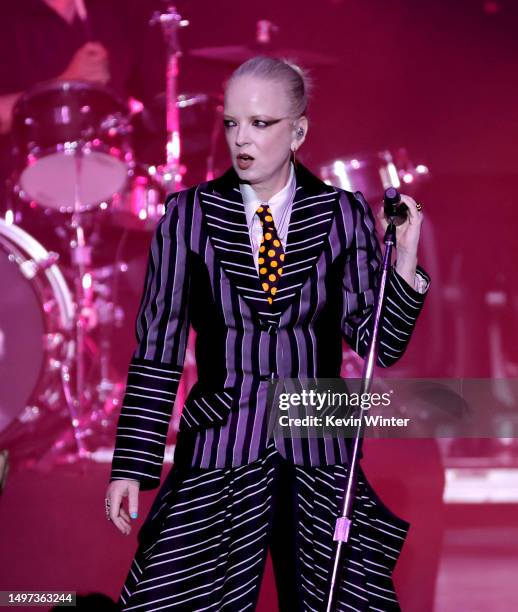 Shirley Manson of Garbage performs at The Greek Theatre on June 09, 2023 in Los Angeles, California.