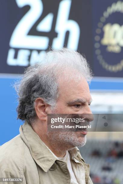 Raphaël Mezrahi is seen filming the movie 'Finalement' during the 100th anniversary of the 24 Hours of Le Mans at the Circuit de la Sarthe June 10,...