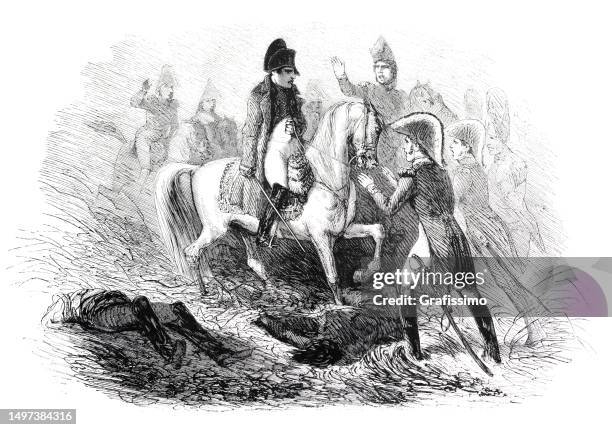 stockillustraties, clipart, cartoons en iconen met napoleon bonaparte at waterloo 1815 - regencystijl