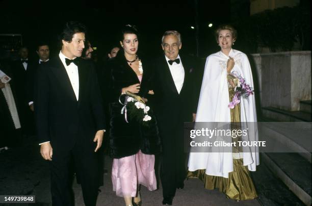 Princess Caroline with her husband Philippe Junot and her parents Princer Rainier and Princess Grace of Monaco arriving at a party for the 100th...
