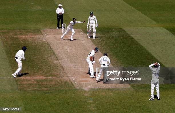 Cameron Green of Australia is bowled by Ravindra Jadeja of India during day four of the ICC World Test Championship Final between Australia and India...