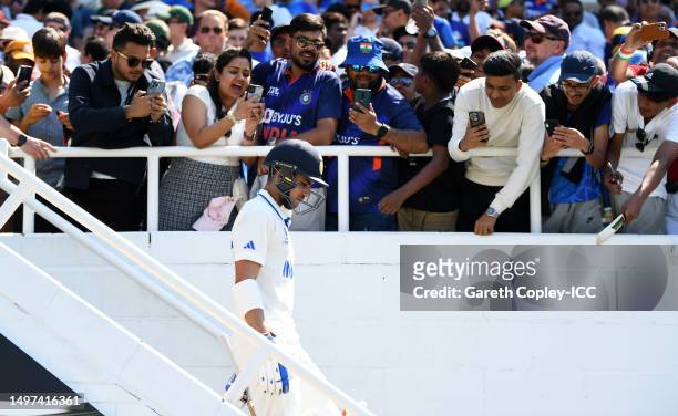 Shubman Gill of India makes their way out to bat during day four of the ICC World Test Championship Final between Australia and India at The Oval on...