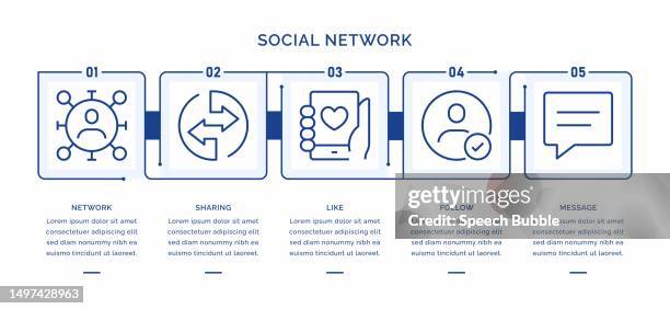 social network vector infographic template. - user flow stock illustrations