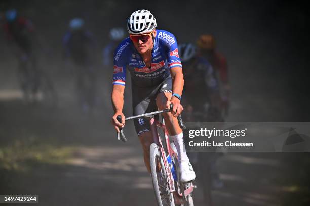 Mathieu van der Poel of The Netherlands and Team Alpecin-Deceuninck competes during the 20th Duracell Dwars Door Het Hageland 2023, Men's Elite a...