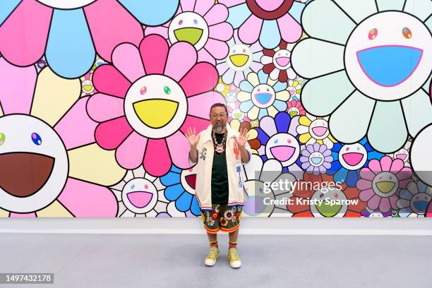 Artist Takashi Murakami poses during his "Understanding The New Cognitive Domain" : Takashi Murakami's Exhibition at the Gagosian Gallery on June 10,...