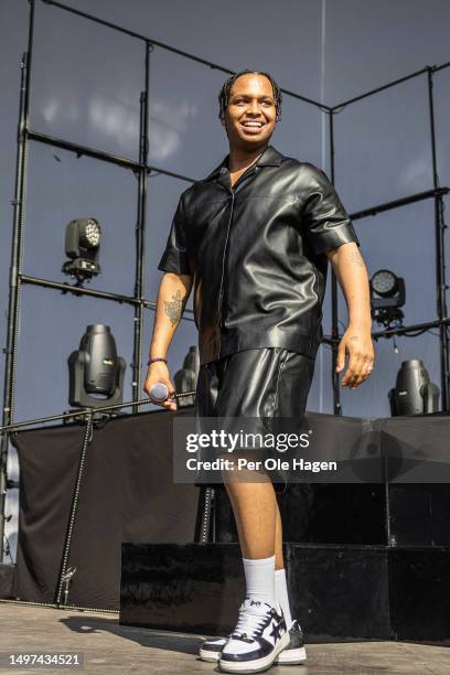 Isah performs on stage during day 2 of Neon Festival 2023 on June 10, 2023 in Trondheim, Norway.