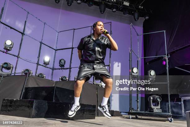 Isah performs on stage during day 2 of Neon Festival 2023 on June 10, 2023 in Trondheim, Norway.