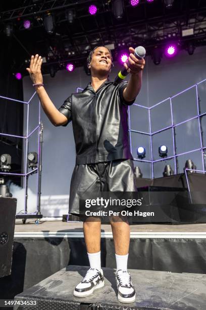 Isah performs on stage during day 2 of Neon Festival 2023 on June 10, 2023 in Trondheim, Norway.