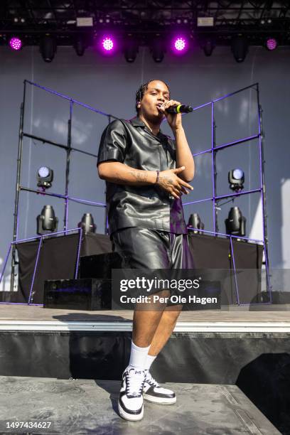 Isah performs on stage during day 2 of Neon Festival 2023 on June 10, 2023 in Trondheim, Norway.