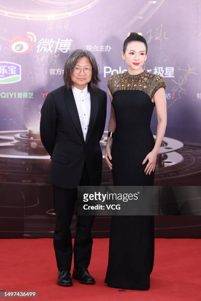 Director Peter Chan Ho-sun and actress Zhang Ziyi arrive at the red carpet for 2023 Weibo Movie Night on June 10, 2023 in Suzhou, Jiangsu Province of...