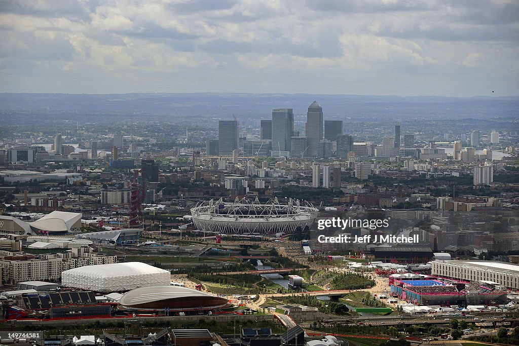 Aerial views of London 2012 Olympic Venues