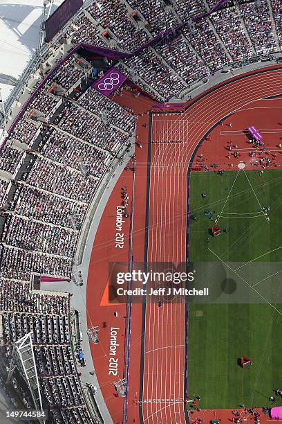 An ariel view of the Olympic Stadium on Day 7 of the London 2012 Olympic Games at Olympic Park on August 3, 2012 in London, England.