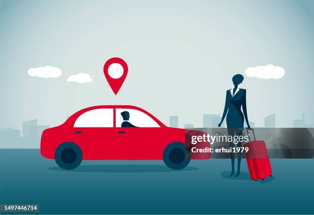 woman preparing to travel - woman car stock illustrations