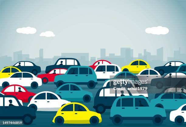 traffic jam - roadblock illustration stock illustrations