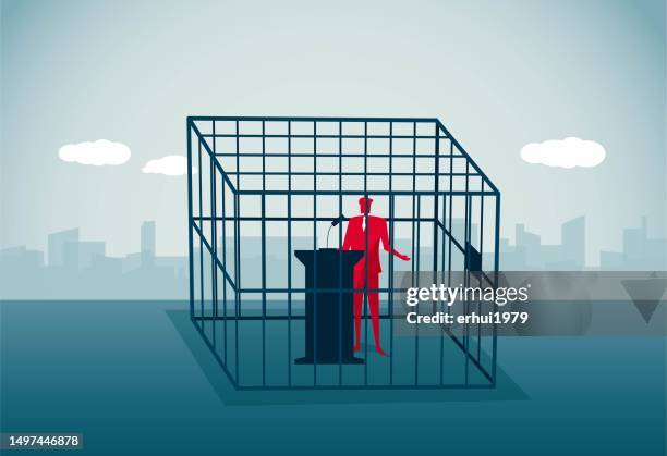 cage speech - cage vector stock illustrations