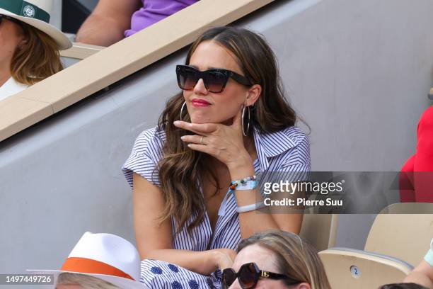 Jessica Alba attends the 2023 French Open at Roland Garros on June 10, 2023 in Paris, France.