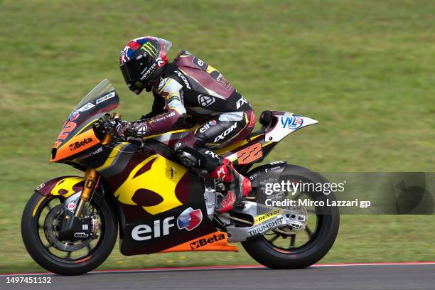 Sam Lowes of Great Britain and Elf Marc VDS Racing Team heads down a straight during the MotoGP of Italy - Qualifying at Mugello Circuit on June 10,...