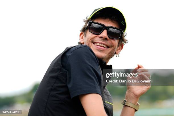 Legend Valentino Rossi of Italy follow the Sprint Raceœ of MotoGP of Italy at Mugello Circuit on June 10, 2023 in Scarperia, Italy.
